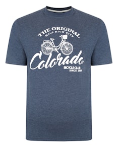 KAM Calorado Cycle Print T-Shirt Indigo Marl